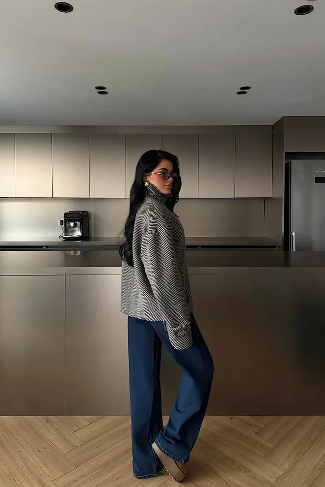 EYYO ATELIER Beige Double Breasted Blazer Jacket Wholesale Clothing Fall