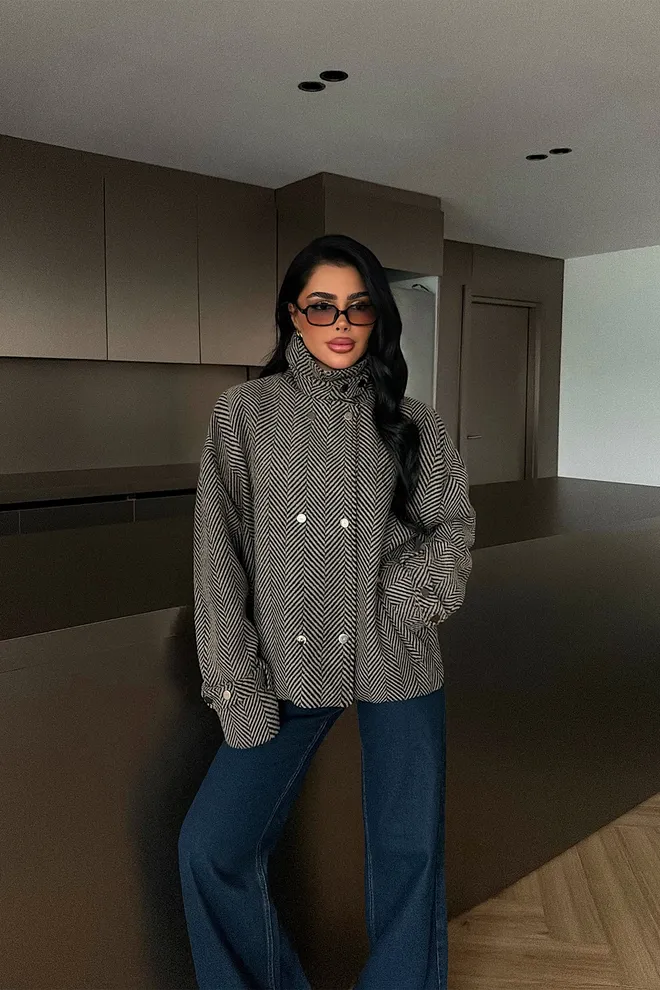 EYYO ATELIER Beige Double Breasted Blazer Jacket Wholesale Clothing 1