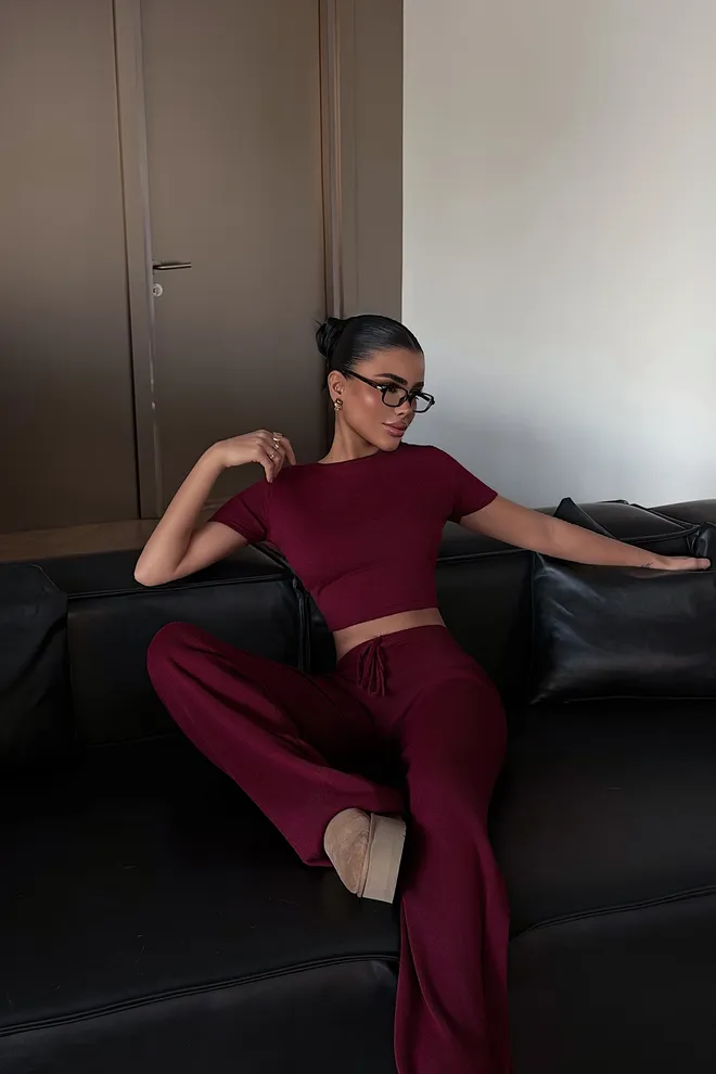 EYYO ATELIER Комплект Бордо Небрежен Спорт Дрехи на едро Небрежен