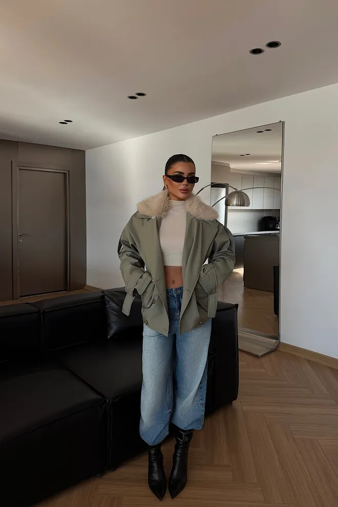 EYYO ATELIER Marynarka Dwurzędowa Kurtka Khaki Hurtowa sprzedaż odzieży Casual