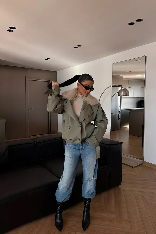 EYYO ATELIER Khaki Double Breasted Blazer Jacket Wholesale Clothing 1