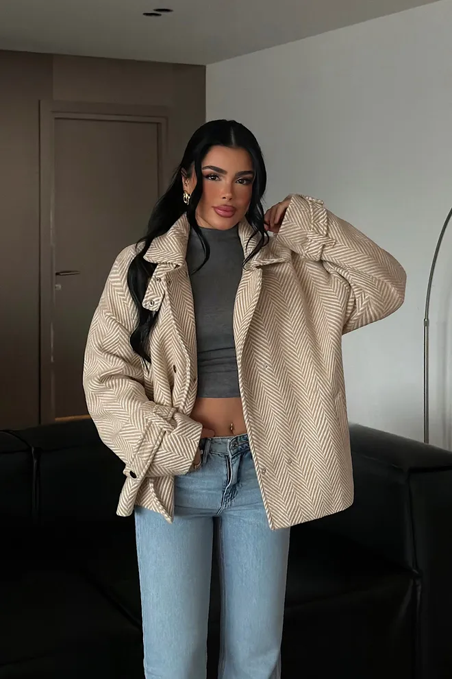 EYYO ATELIER Beige Single Breasted Blazer Jacket Wholesale Clothing 1