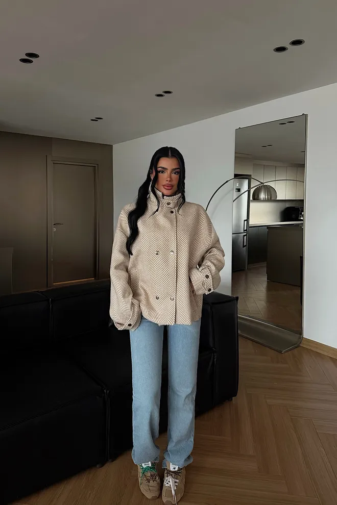 EYYO ATELIER Beige Single Breasted Blazer Jacket Wholesale Clothing Lounge