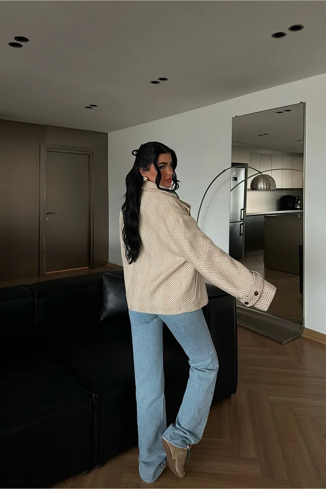 EYYO ATELIER Beige Single Breasted Blazer Jacket Wholesale Clothing Spring