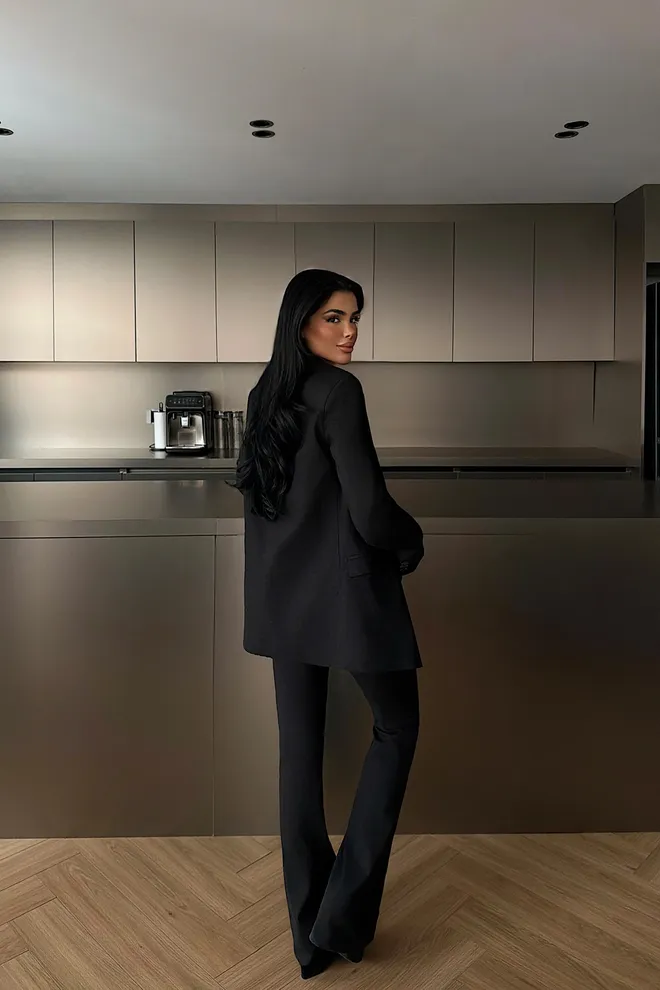 EYYO ATELIER Black Slim Fit Elegant Buttoned Suit Wholesale Clothing Spring