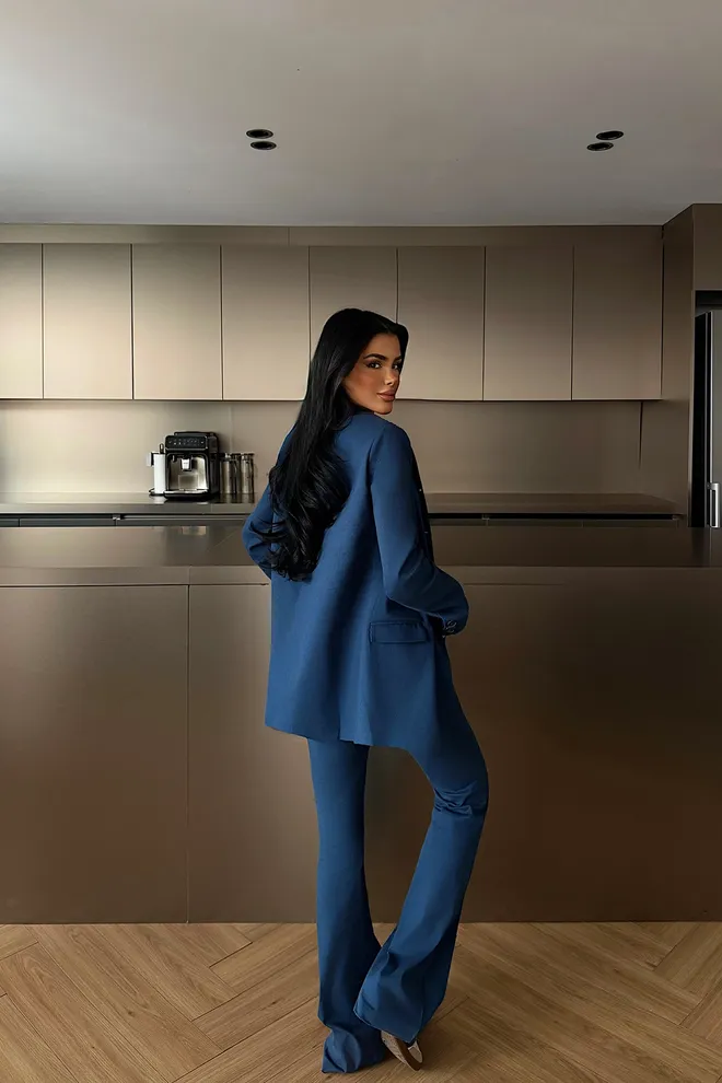 EYYO ATELIER Elegant Navy Blue Slim Fit Suit Wholesale Clothing Spring