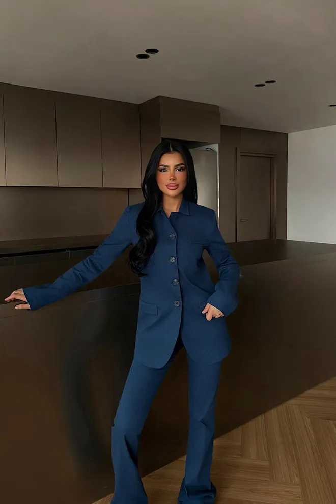 EYYO ATELIER Elegant Navy Blue Slim Fit Suit Wholesale Clothing 1