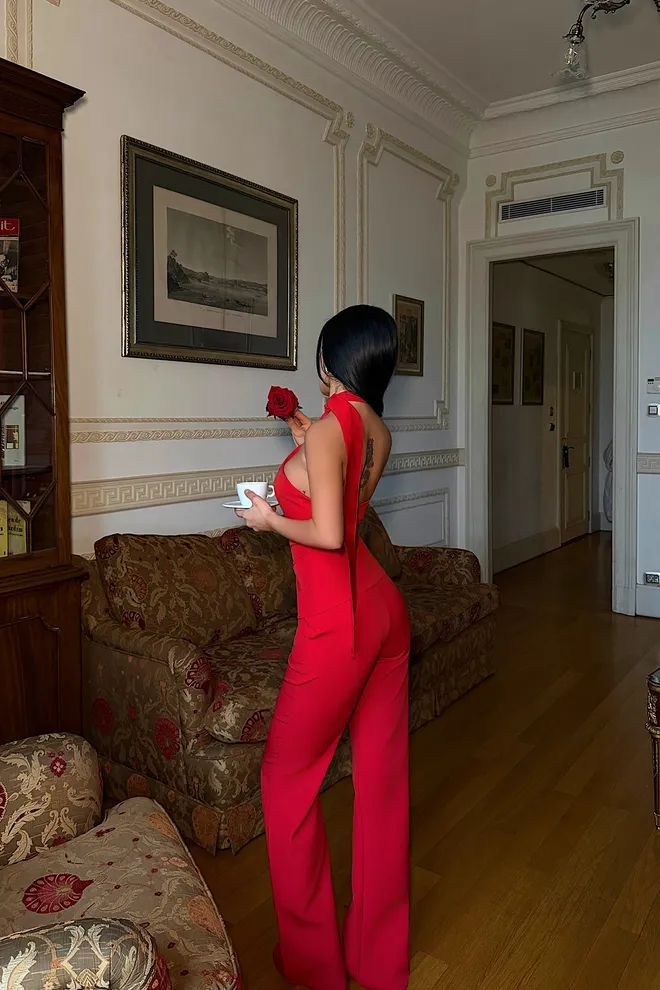 EYYO ATELIER Red Sexy Elegant Formal Set Wholesale Clothing Spring