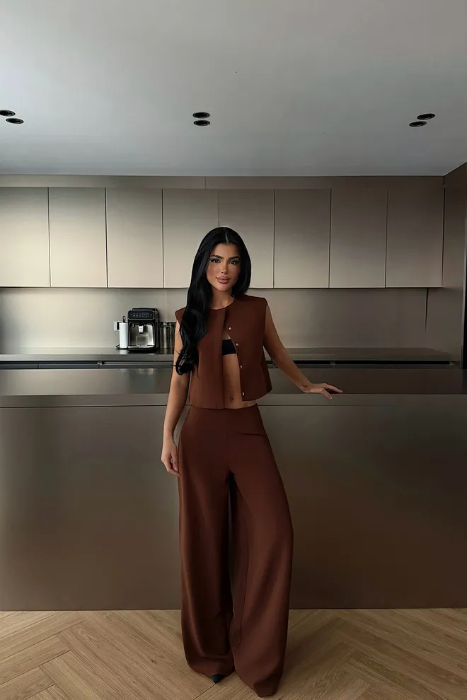 EYYO ATELIER Brown Casual Elegant Set Wholesale Clothing 1