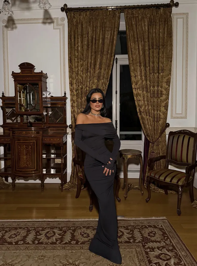 EYYO ATELIER Black Elegant Sheath Dress With Off Shoulder Neck Wholesale Clothing Cocktail