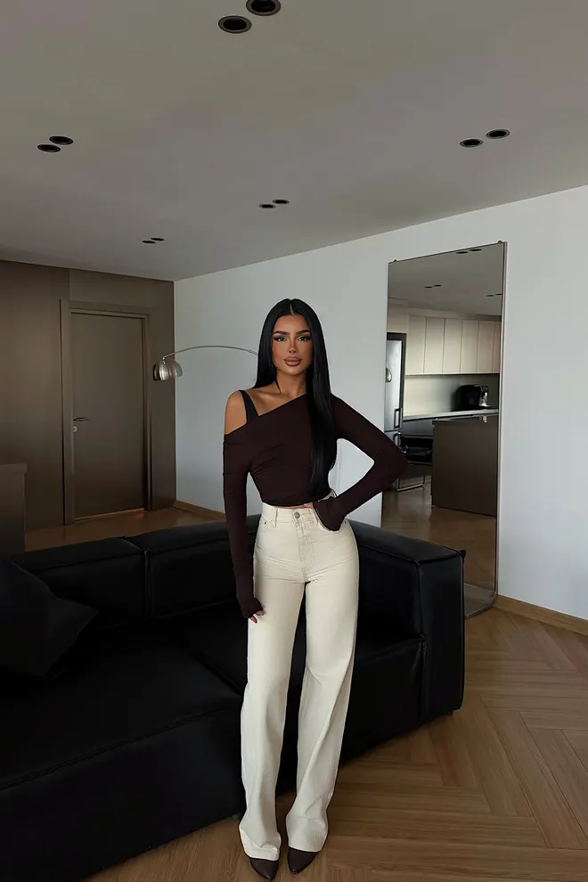 EYYO ATELIER Vaqueros Color Crema Ropa al por mayor 0