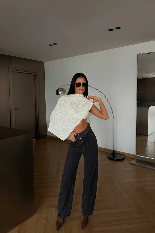 EYYO ATELIER Czarny Jeansy Casual Uliczny Styl Mama Szeroka Nogawka Hurtowa sprzedaż odzieży Casual