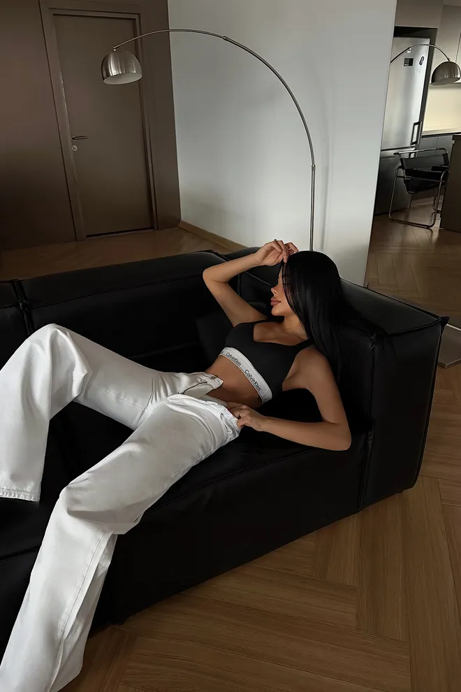 EYYO ATELIER Białe Casual Glam Jeansy Mama Z Szeroką Nogawką Hurtowa sprzedaż odzieży Casual