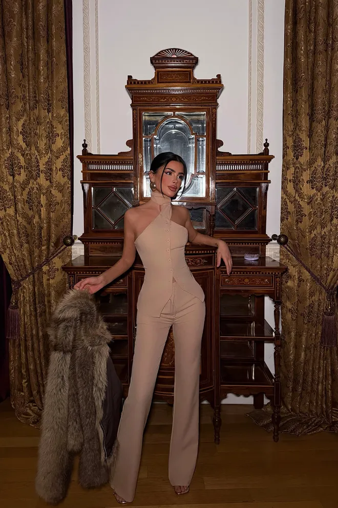 EYYO ATELIER Beige Elegant Set Wholesale Clothing 1