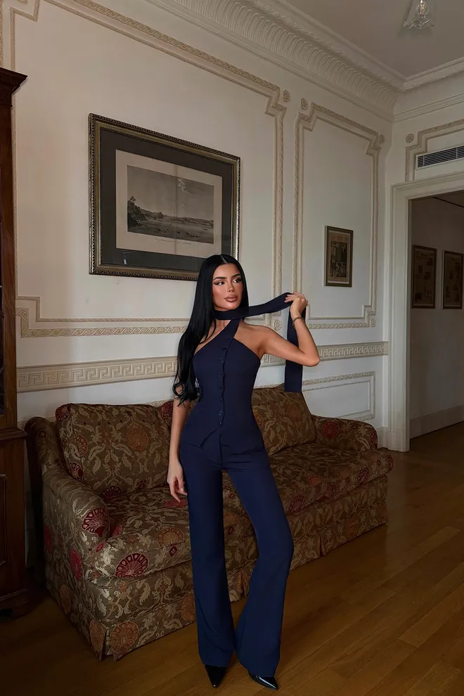 EYYO ATELIER Rinkinys Tamsiai Mėlyna Elegantiškas Formalus Seksualus Didmeninė prekyba drabužiais Čiuožėjos