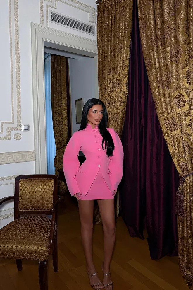 EYYO ATELIER Set Roz Elegant Slim Fit Bodycon Îmbrăcăminte cu ridicata Vintage