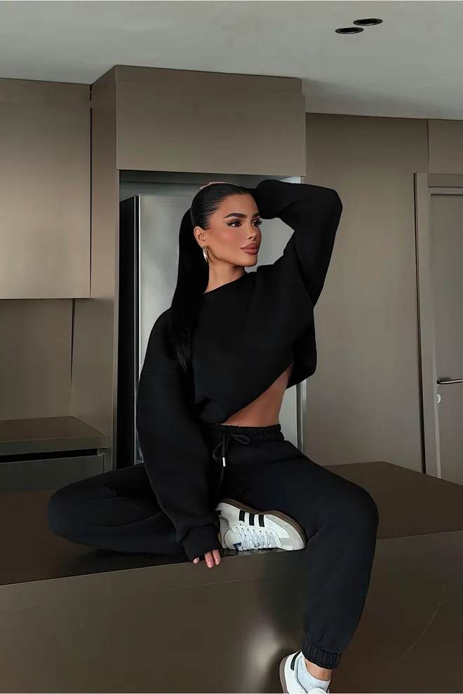 EYYO ATELIER Set Zwart Casual Sport Groothandel Kleding Casual