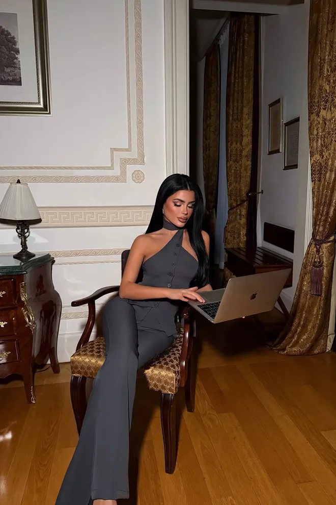 EYYO ATELIER Grey Elegant Formal Sexy Set Wholesale Clothing Work