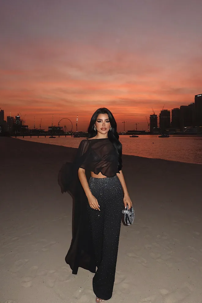 EYYO ATELIER Črne Elegantne Glam Seksi Formalne Palazzo Hlače S Bleščicami Oblačila na debelo Seksi