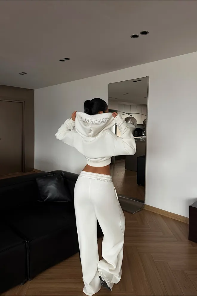 EYYO ATELIER White Tracksuit Casual Sport Streetwear Jogger Wholesale Clothing Spring