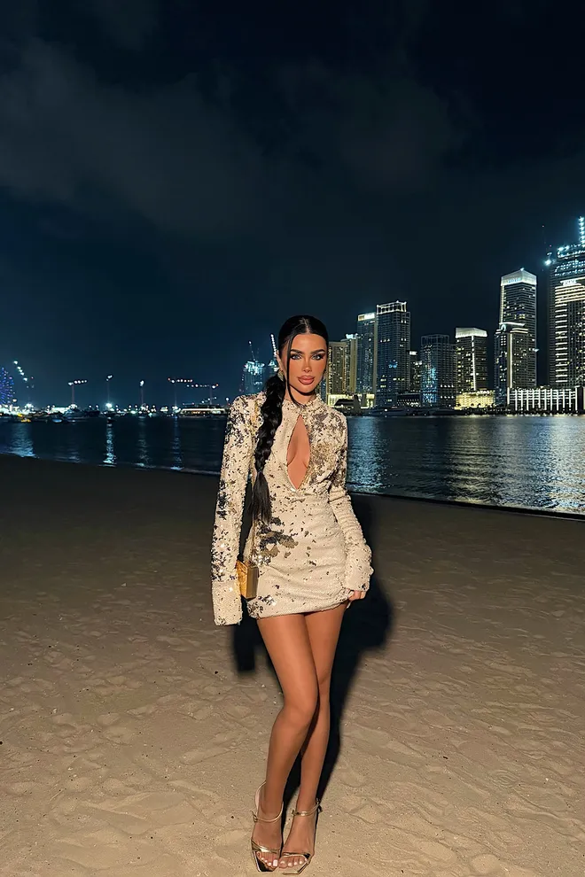 EYYO ATELIER Gold Sequined Sexy Bodycon Mini Dress Wholesale Clothing Cocktail