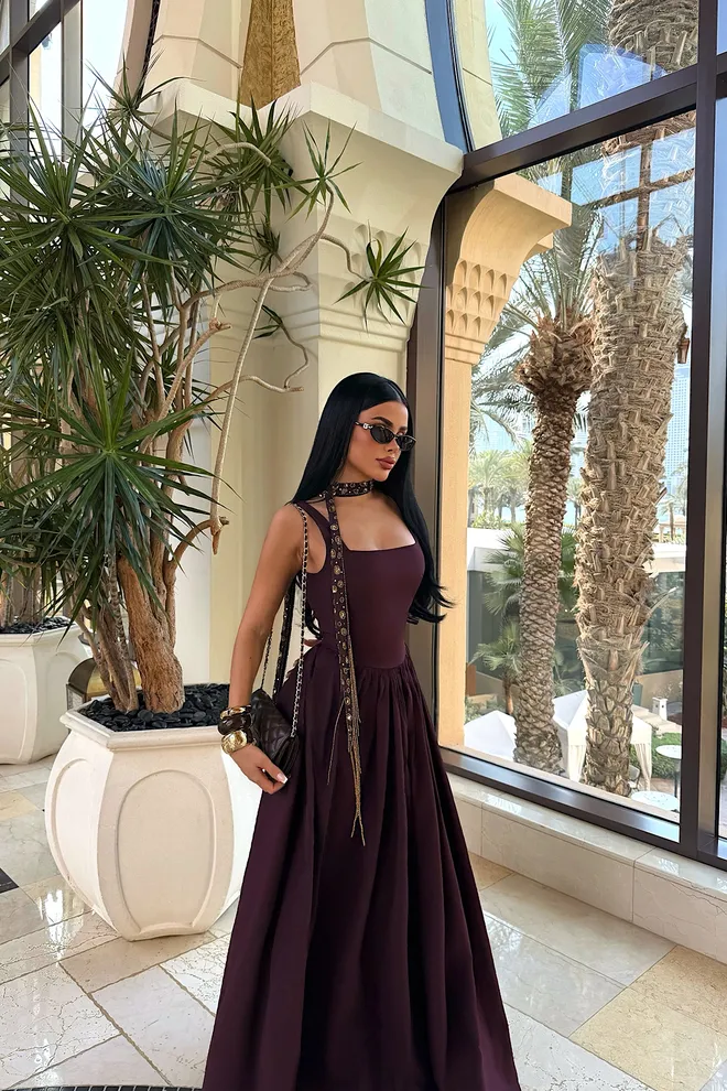 EYYO ATELIER Claret Red Elegant A Line Dress Wholesale Clothing Christmas