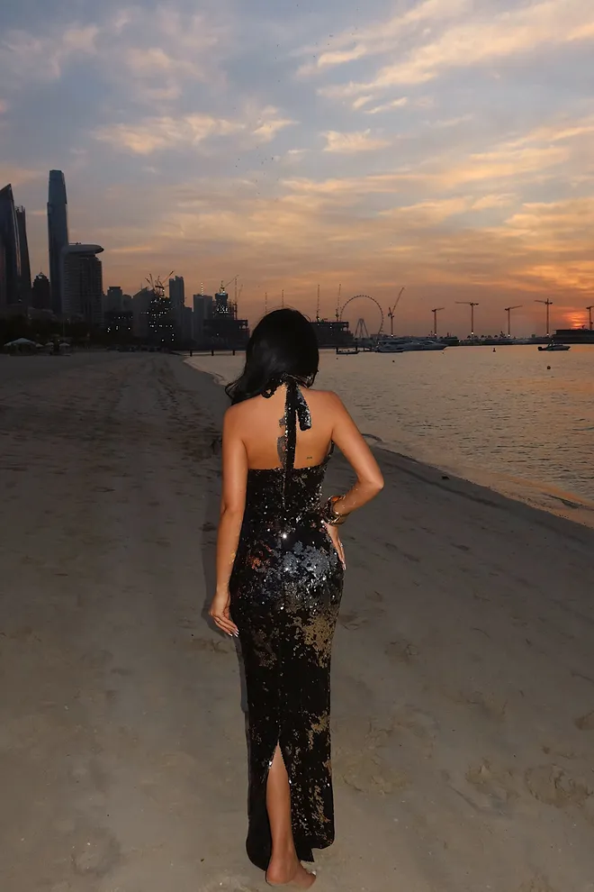 EYYO ATELIER Μαύρο Αμάνικο Sparkling Bodycon Φόρεμα Χονδρικό εμπόριο ενδυμάτων Επίσημο