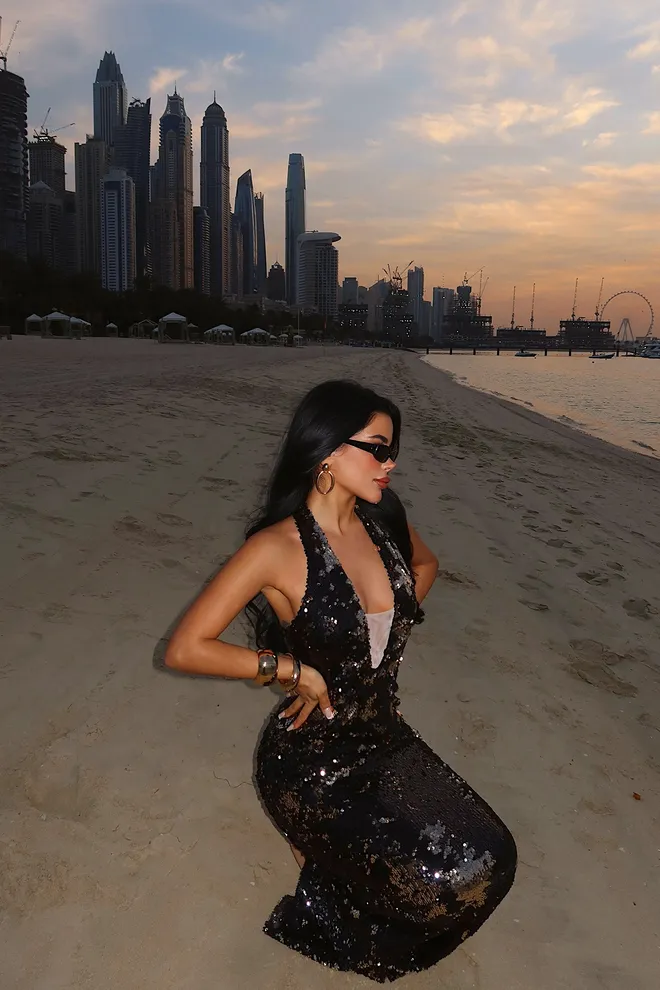 EYYO ATELIER Μαύρο Αμάνικο Sparkling Bodycon Φόρεμα Χονδρικό εμπόριο ενδυμάτων 1