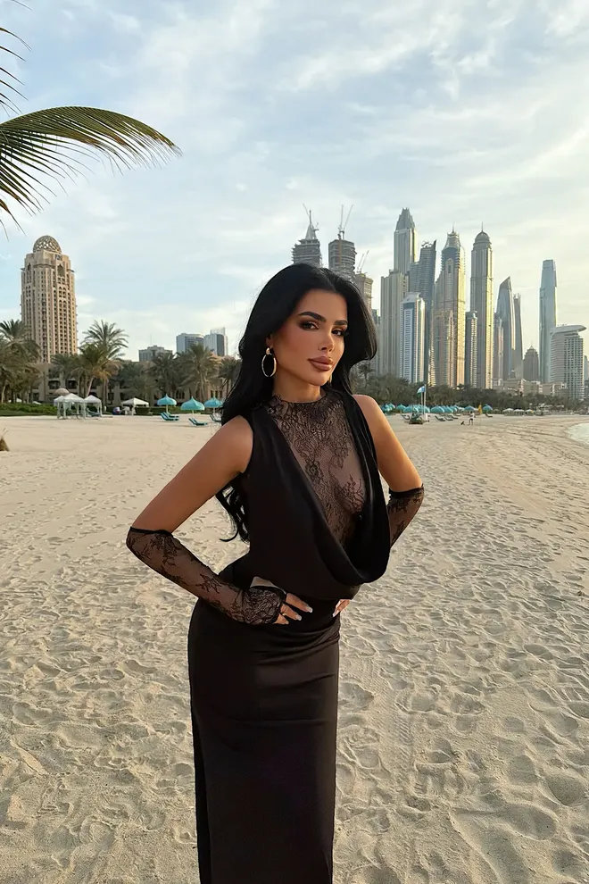 EYYO ATELIER Vestido Bodycon Maxi Negro Sexy Con Cuello Alto Ropa al por mayor Sexy