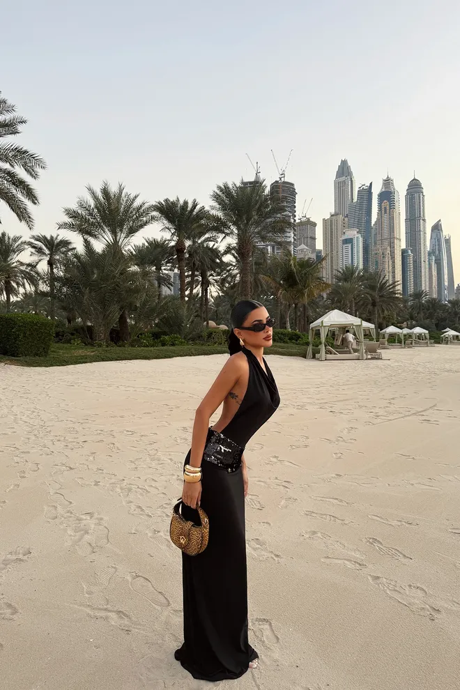 EYYO ATELIER Black Elegant Glam Backless Dress Wholesale Clothing Sexy