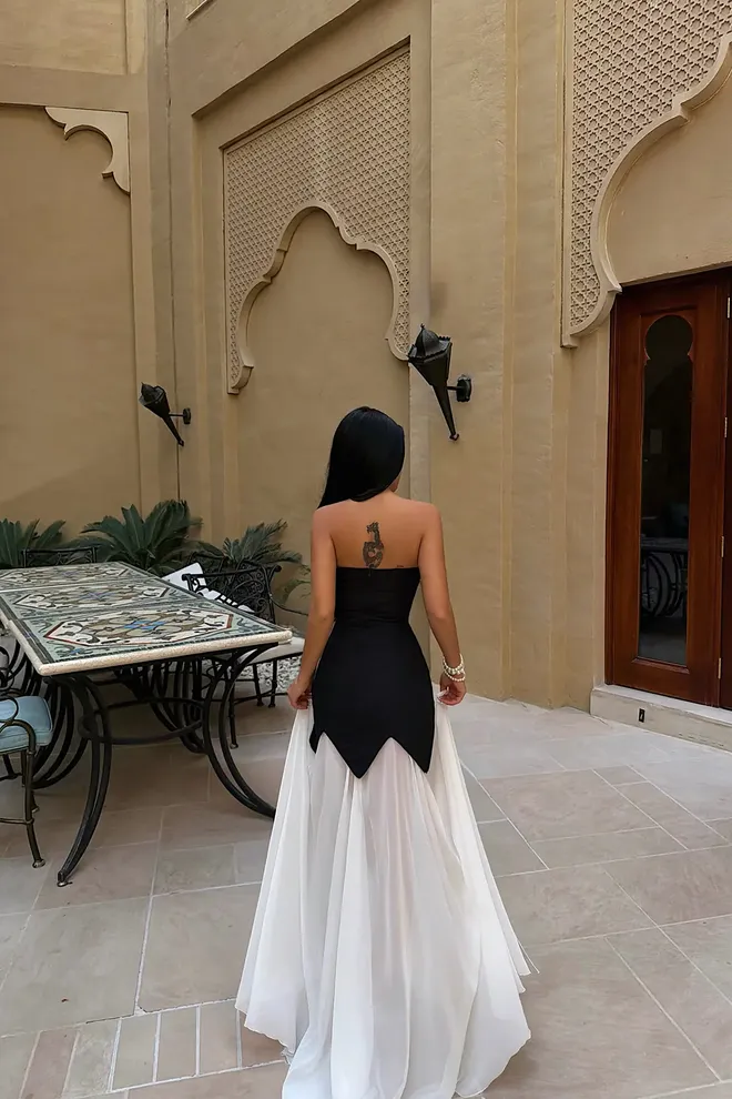 EYYO ATELIER فستان أسود أنيق بدون حمالات من نوع Slip ملابس بالجملة رَسمِيّ