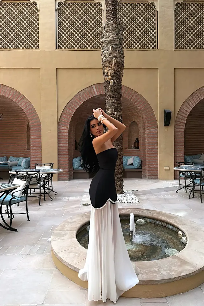 EYYO ATELIER فستان أسود أنيق بدون حمالات من نوع Slip ملابس بالجملة ربيع