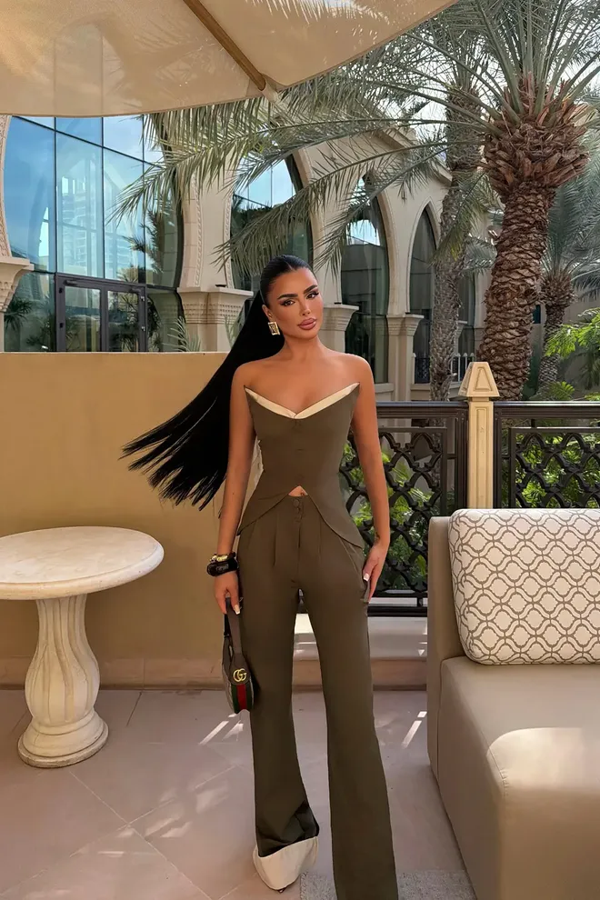 EYYO ATELIER Khaki Set For Work Party Evening Wholesale Clothing Work