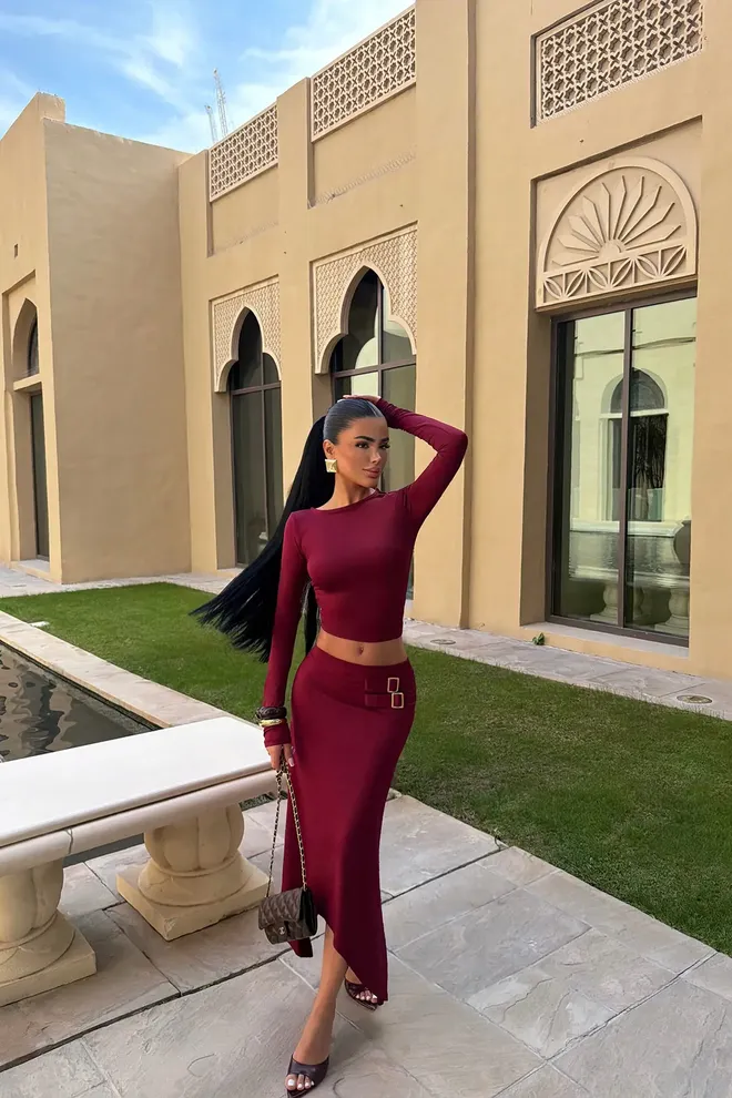 EYYO ATELIER Комплект Бордо За Елегантни И Секси Поводи Дрехи на едро Небрежен