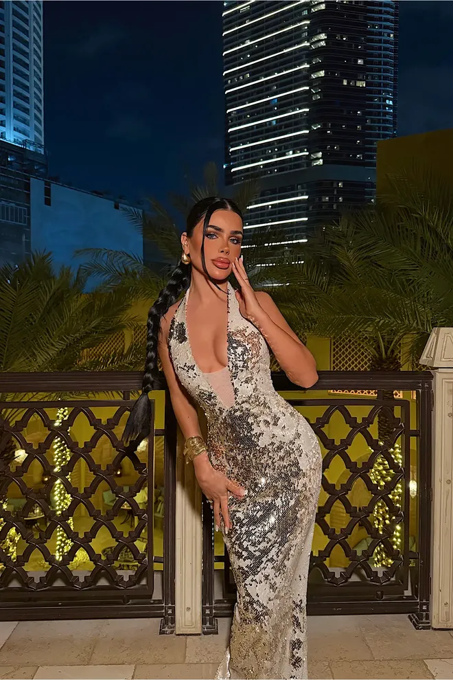 EYYO ATELIER Silver Glam Bodycon Halter Neck Floor Length Dress Wholesale Clothing Cocktail