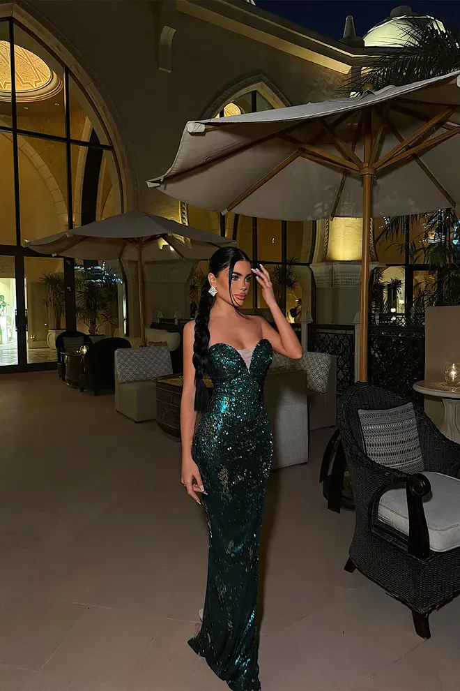 EYYO ATELIER Green Sexy Elegant Sequined Bodycon Dress Wholesale Clothing Formal