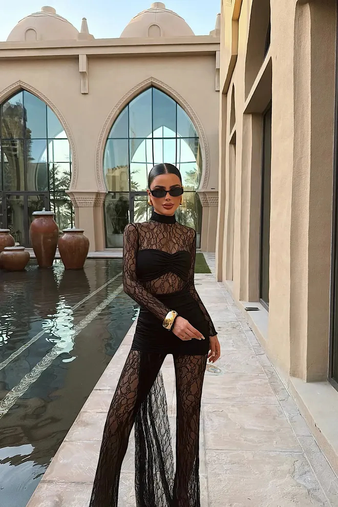 EYYO ATELIER Black Tailored Jumpsuit With High Neck And Long Sleeves Wholesale Clothing Birthday