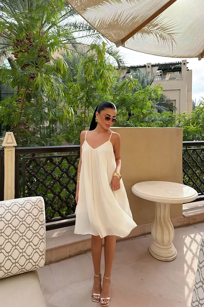 EYYO ATELIER White Sleeveless Slip Dress With Sweetheart Neck Wholesale Clothing 1