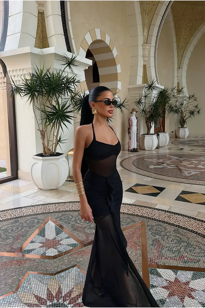 EYYO ATELIER Vestito Nero Glam Elegante Formale Sottoveste Abbigliamento all'ingrosso 1