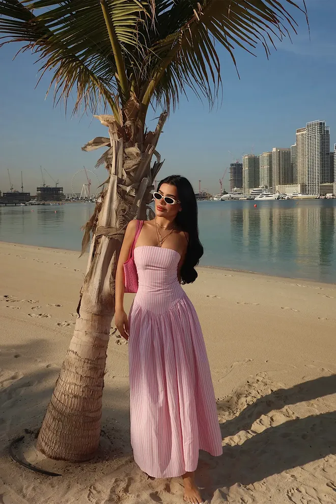 EYYO ATELIER Pink Strapless Maxi Blazer Dress Wholesale Clothing Spring