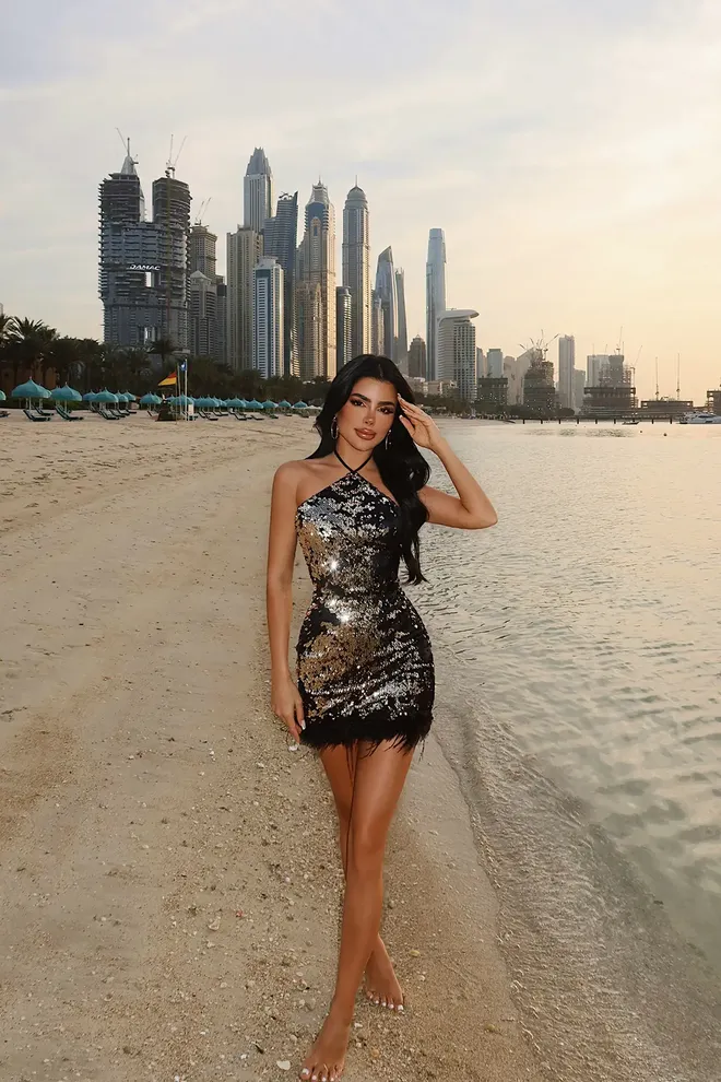 EYYO ATELIER Black Sequined Sexy Bodycon Mini Dress Wholesale Clothing 1