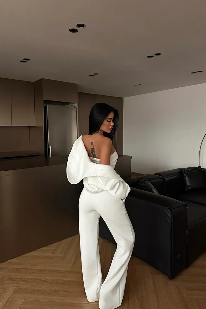 Ilia Wit Strapless Palazzo Set Groothandel Kleding Lente