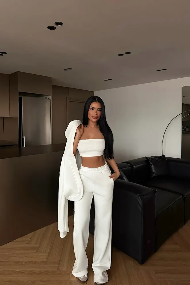 Ilia Wit Strapless Palazzo Set Groothandel Kleding 1