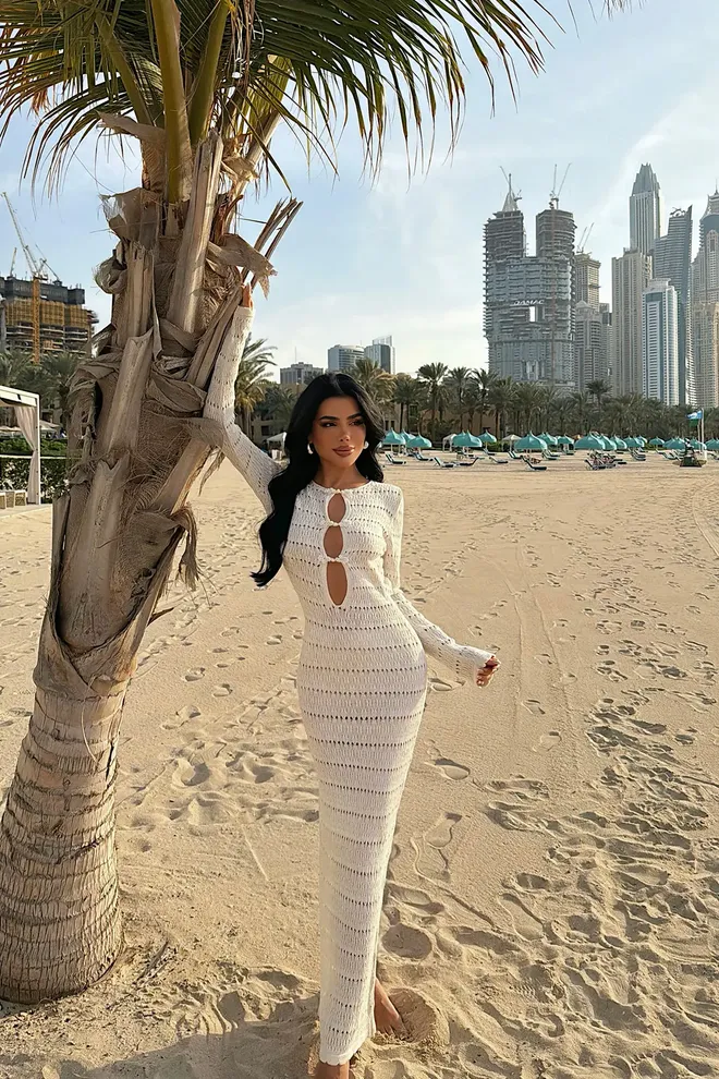 EYYO ATELIER Vestido Bodycon Blanco Sexy Y Elegante Con Escote En Forma De Cerradura Ropa al por mayor Sexy