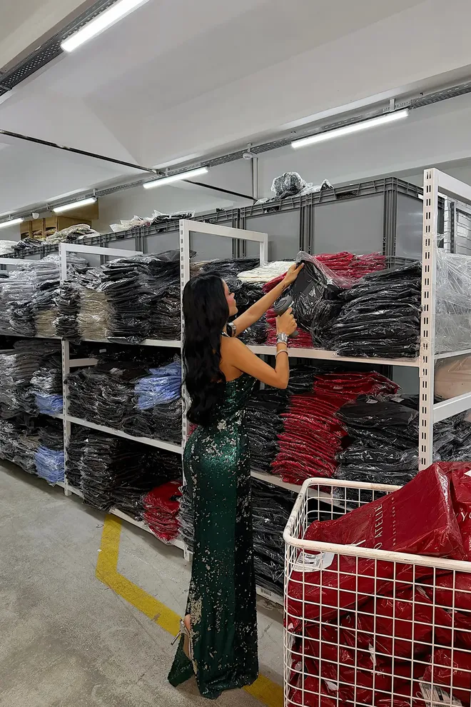 EYYO ATELIER Green Elegant Sequined Sheath Dress Wholesale Clothing Formal