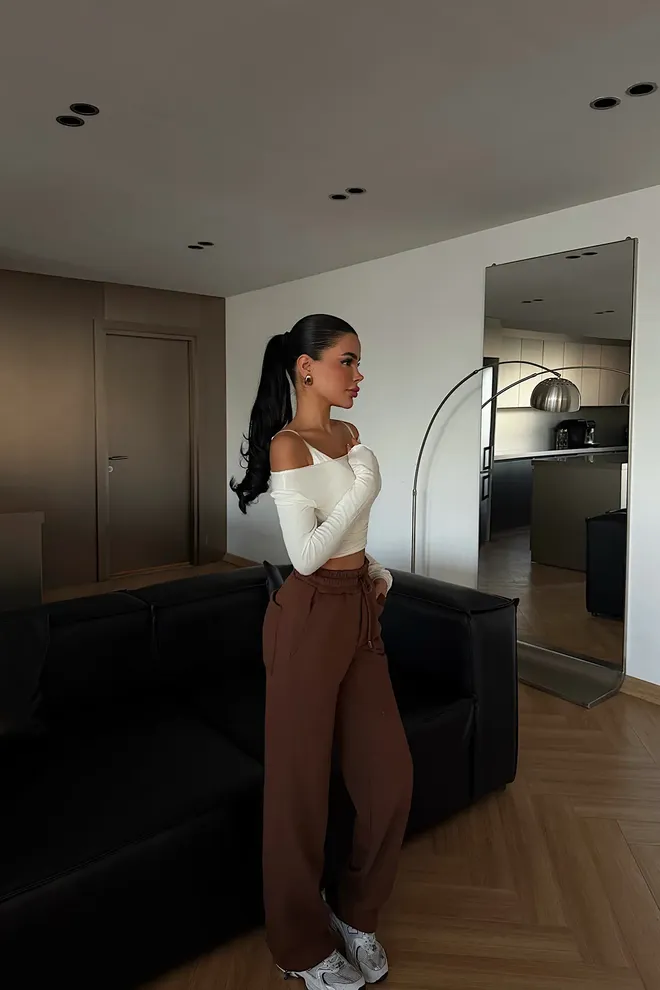 EYYO ATELIER Pantalón De Chándal Deportivo Casual Marrón Ropa al por mayor Salón