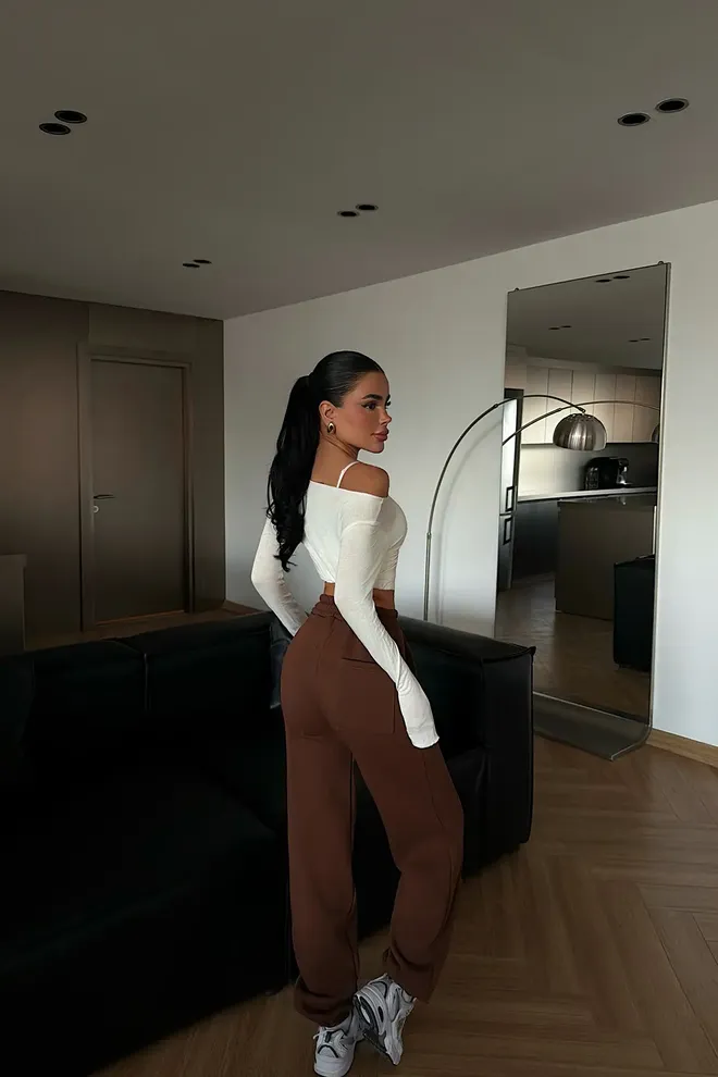 EYYO ATELIER Pantalón De Chándal Deportivo Casual Marrón Ropa al por mayor Primavera