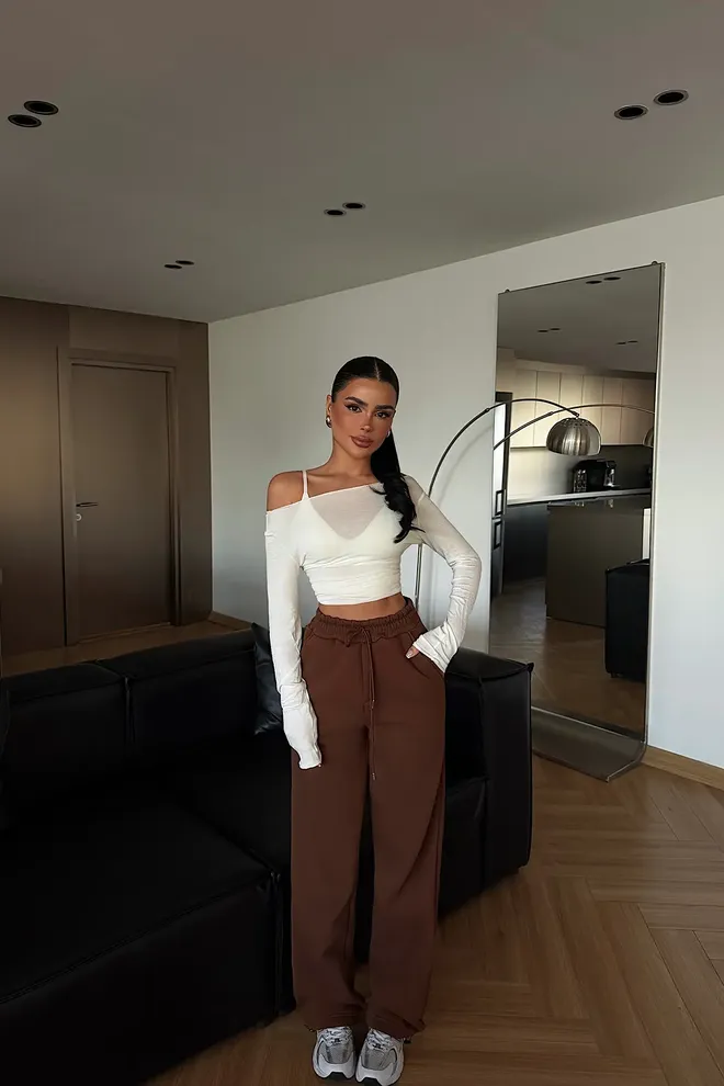 EYYO ATELIER Brown Tie Up Sweatpants Wholesale Clothing 0