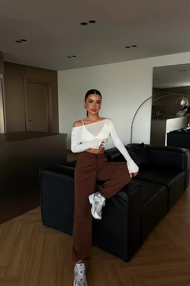 EYYO ATELIER Pantalón De Chándal Deportivo Casual Marrón Ropa al por mayor 1