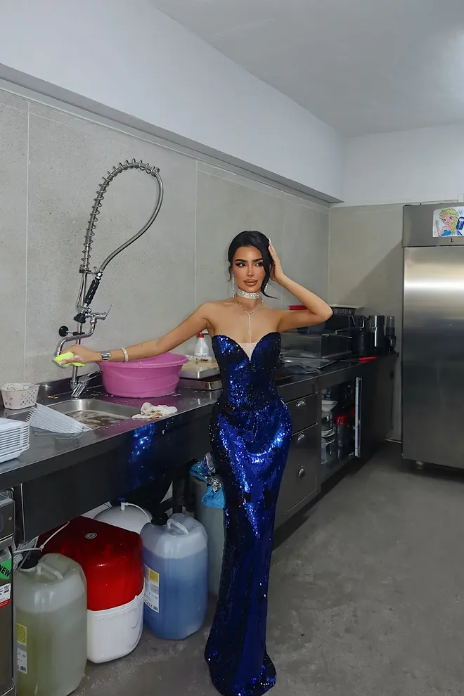 EYYO ATELIER Blue Sexy Glam Elegant Formal Dress Wholesale Clothing Sexy